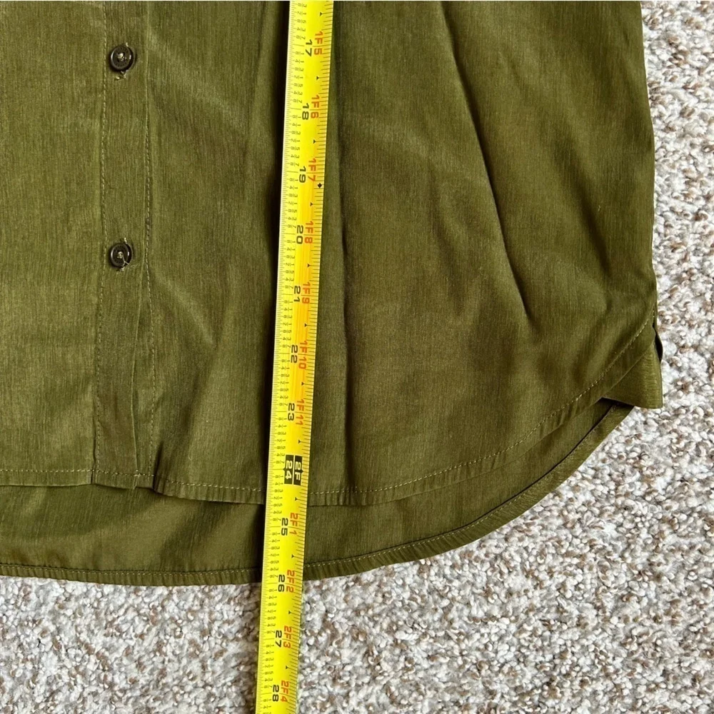 🦋Express Olive Green Black Embroidered Sleeveless Button Down City Shirt Blouse